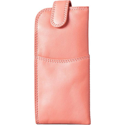 Slim Genuine Sunrise Orange Leather Glasses Case – Magnetic Eyewear Pouch for Reading Glasses & Sunglasses
