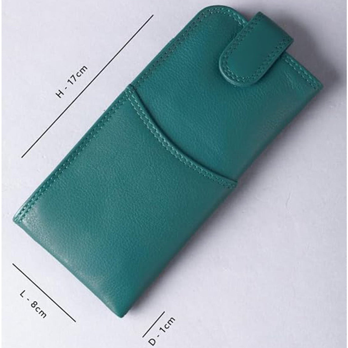 Slim Genuine Teal Leather Glasses Case – Magnetic Eyewear Pouch for Reading Glasses & Sunglasses
