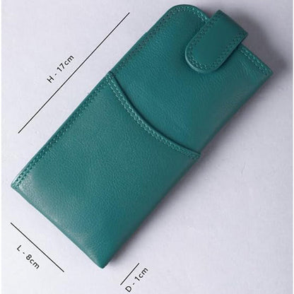 Slim Genuine Teal Leather Glasses Case – Magnetic Eyewear Pouch for Reading Glasses & Sunglasses