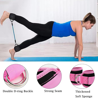 Black Adjustable Ankle Straps for Cable Machines – Neoprene Gym Cuffs with Double D-Ring for Leg & Glute Workouts