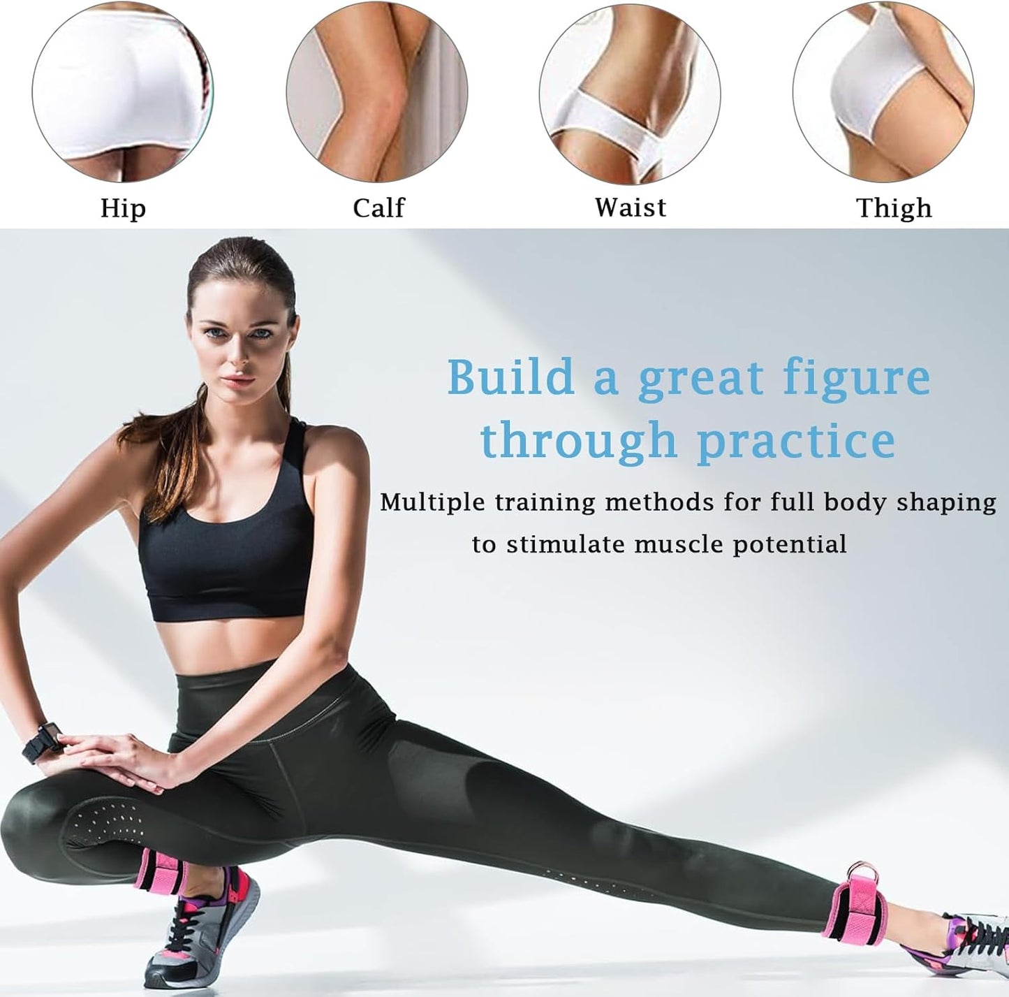 Purple Adjustable Ankle Straps for Cable Machines – Neoprene Gym Cuffs with Double D-Ring for Leg & Glute Workouts