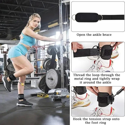 Purple Adjustable Ankle Straps for Cable Machines – Neoprene Gym Cuffs with Double D-Ring for Leg & Glute Workouts