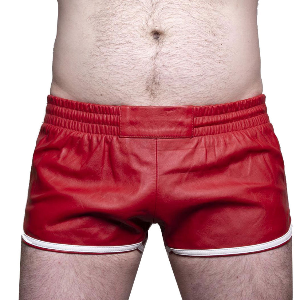 Men’s Red Lamb Leather Gym & Club Shorts