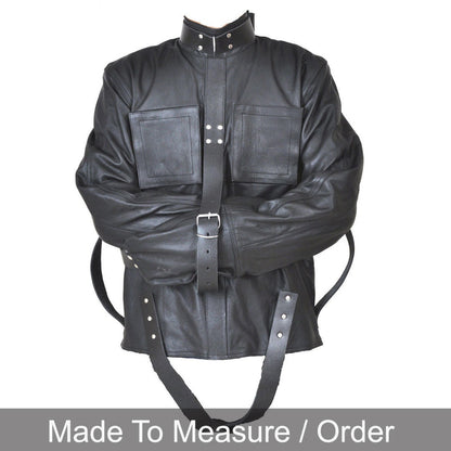 Men’s Premium Cowhide Leather Straitjacket with Adjustable Heavy-Duty Restraints