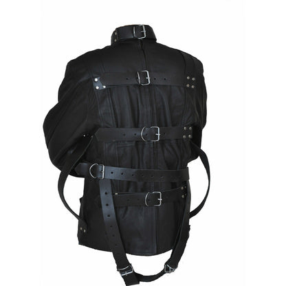 Men’s Premium Cowhide Leather Straitjacket with Adjustable Heavy-Duty Restraints