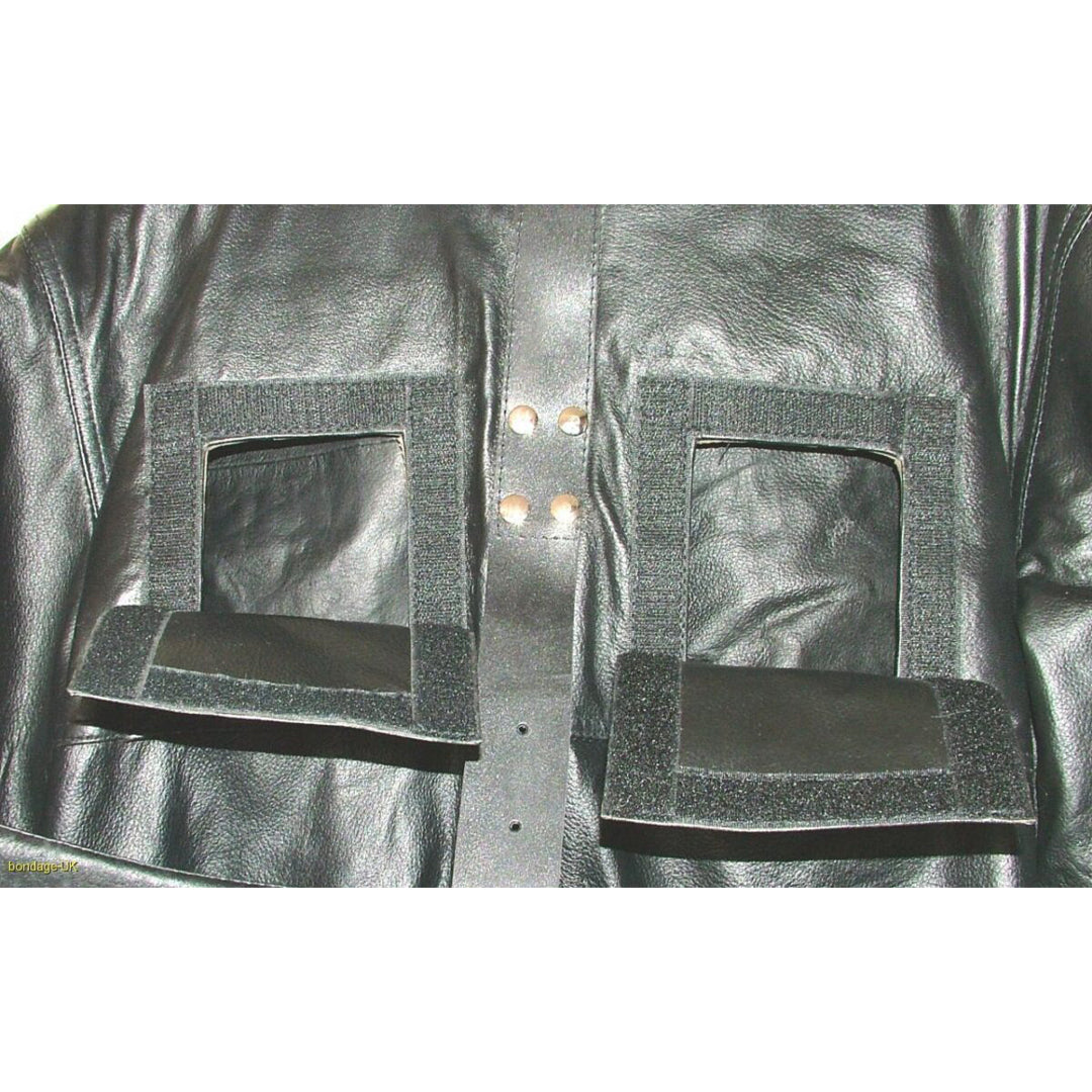 Men’s Premium Cowhide Leather Straitjacket with Adjustable Heavy-Duty Restraints