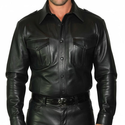 Men’s Lamb Leather BLUF Police Shirt – Long Sleeve