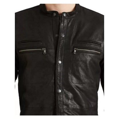 Men’s Genuine Lambskin Leather Shirt – Soft Sheep Leather Full Sleeve Design