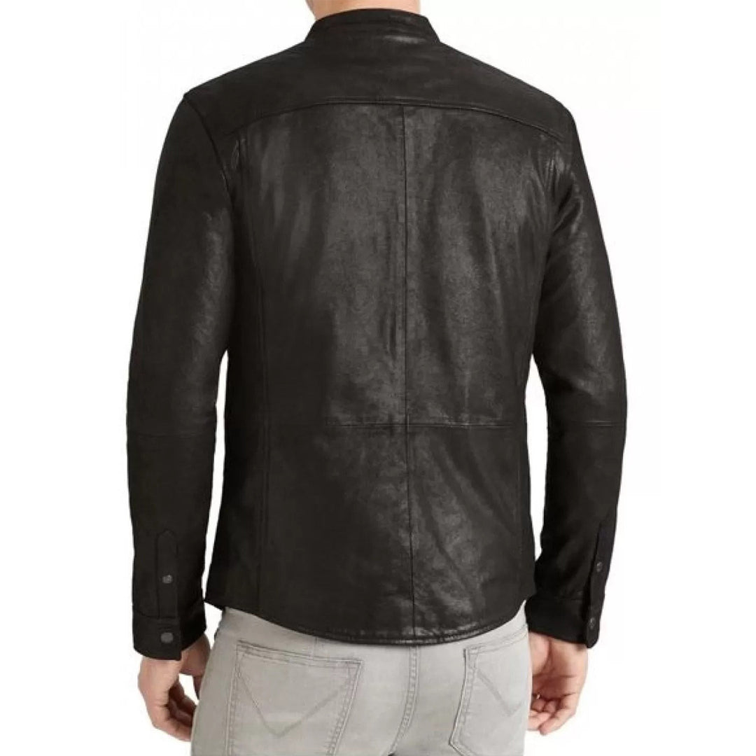 Men’s Genuine Lambskin Leather Shirt – Soft Sheep Leather Full Sleeve Design