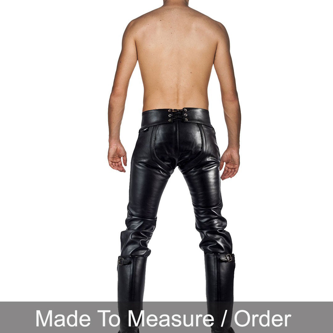 Men’s Genuine Cowhide Leather BLUF Biker Chaps with Removable Brief