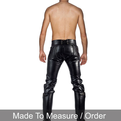 Men’s Genuine Cowhide Leather BLUF Biker Chaps with Removable Brief