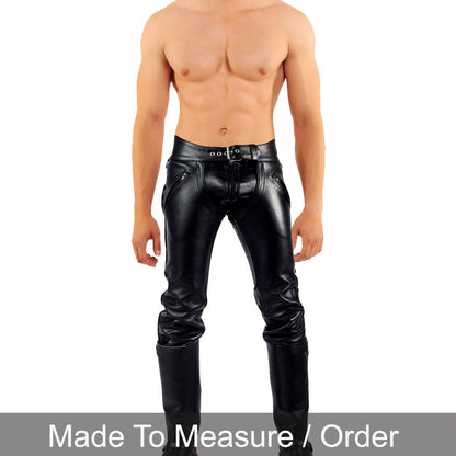 Men’s Genuine Cowhide Leather BLUF Biker Chaps with Removable Brief