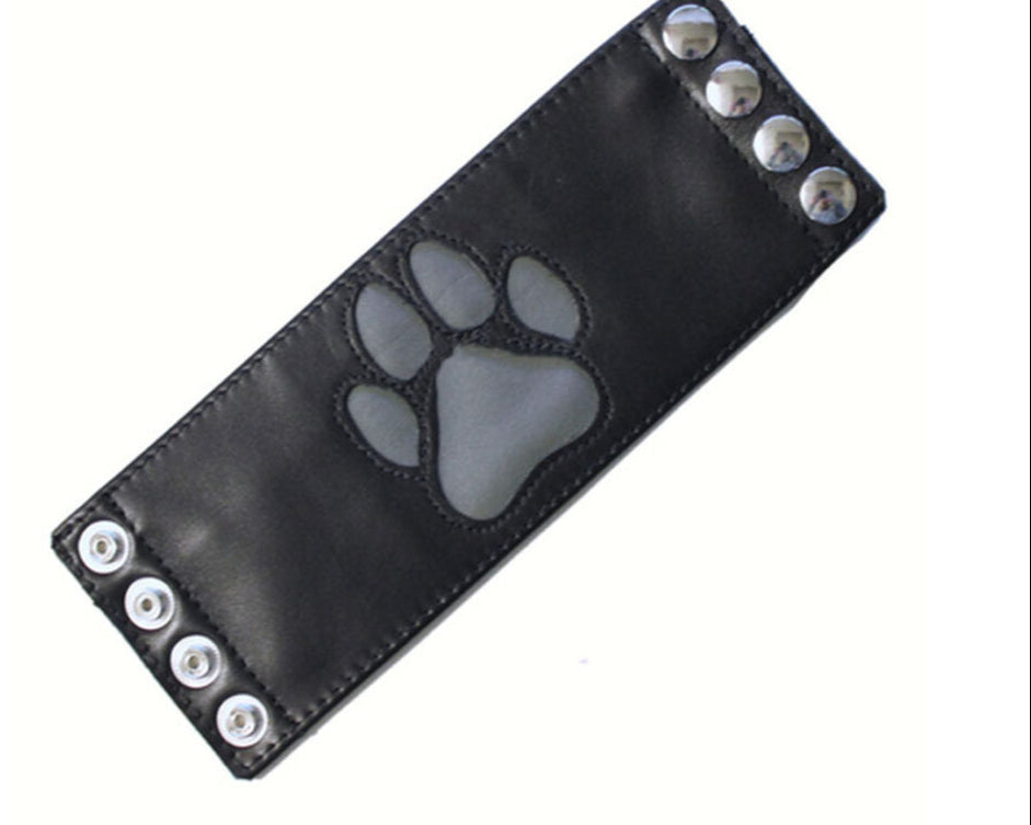 BDSM Leather Handcuffs – Colorful Bondage Cuffs with PAW Logo & 4-Button Closure