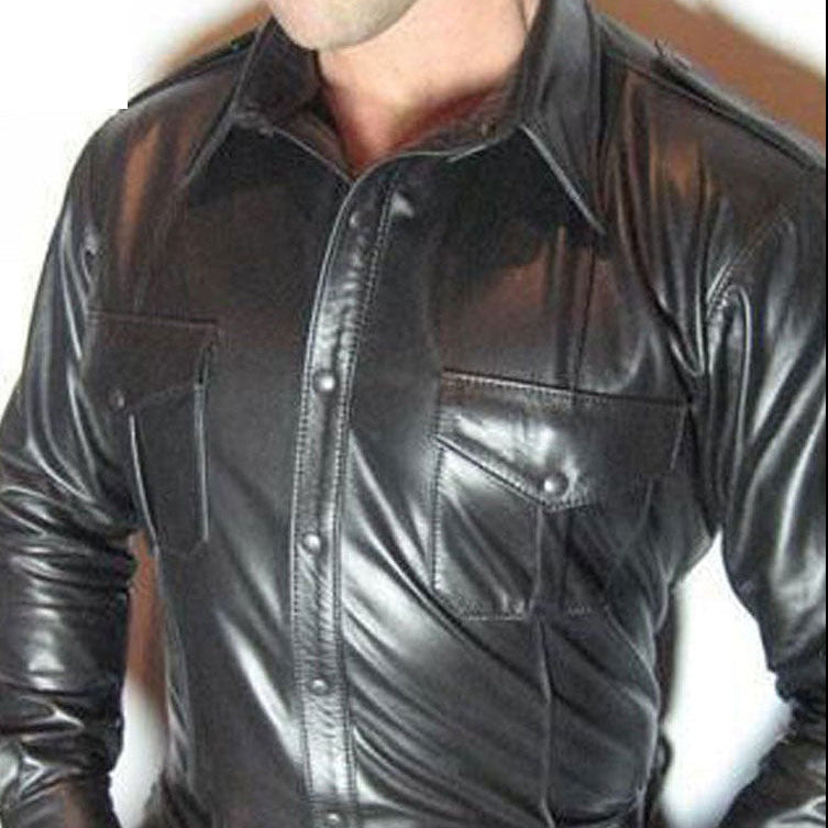 Men’s Lamb Leather BLUF Police Shirt – Long Sleeve