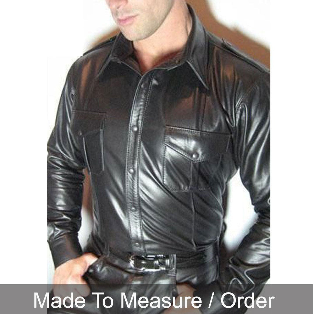 Men’s Lamb Leather BLUF Police Shirt – Long Sleeve