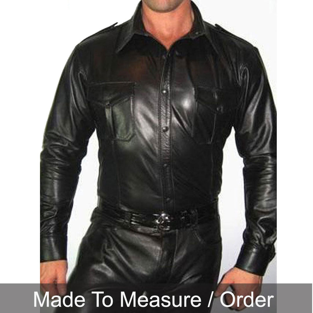 Men’s Lamb Leather BLUF Police Shirt – Long Sleeve