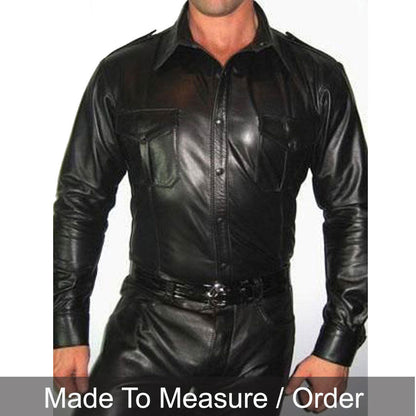 Men’s Lamb Leather BLUF Police Shirt – Long Sleeve