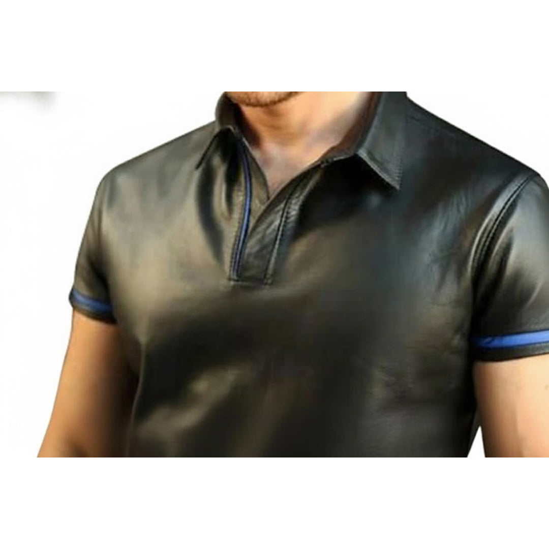Men’s Real Lambskin Polo – Short-Sleeve Leather Shirt in 3 Color Options