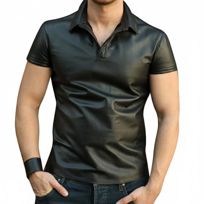 Men’s Real Lambskin Polo – Short-Sleeve Leather Shirt in 3 Color Options