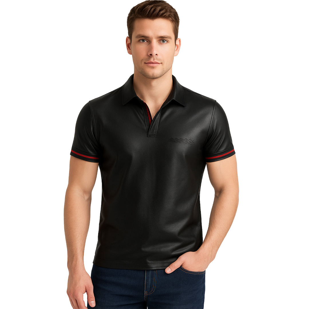 Men’s Real Lambskin Polo – Short-Sleeve Leather Shirt in 3 Color Options