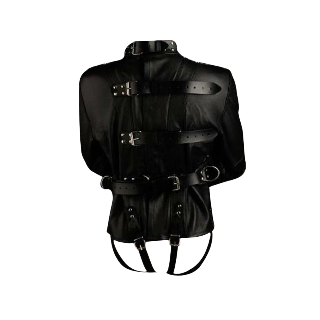 Men's Real Leather Heavy Duty Straitjacket – Adjustable Restraint Jacket