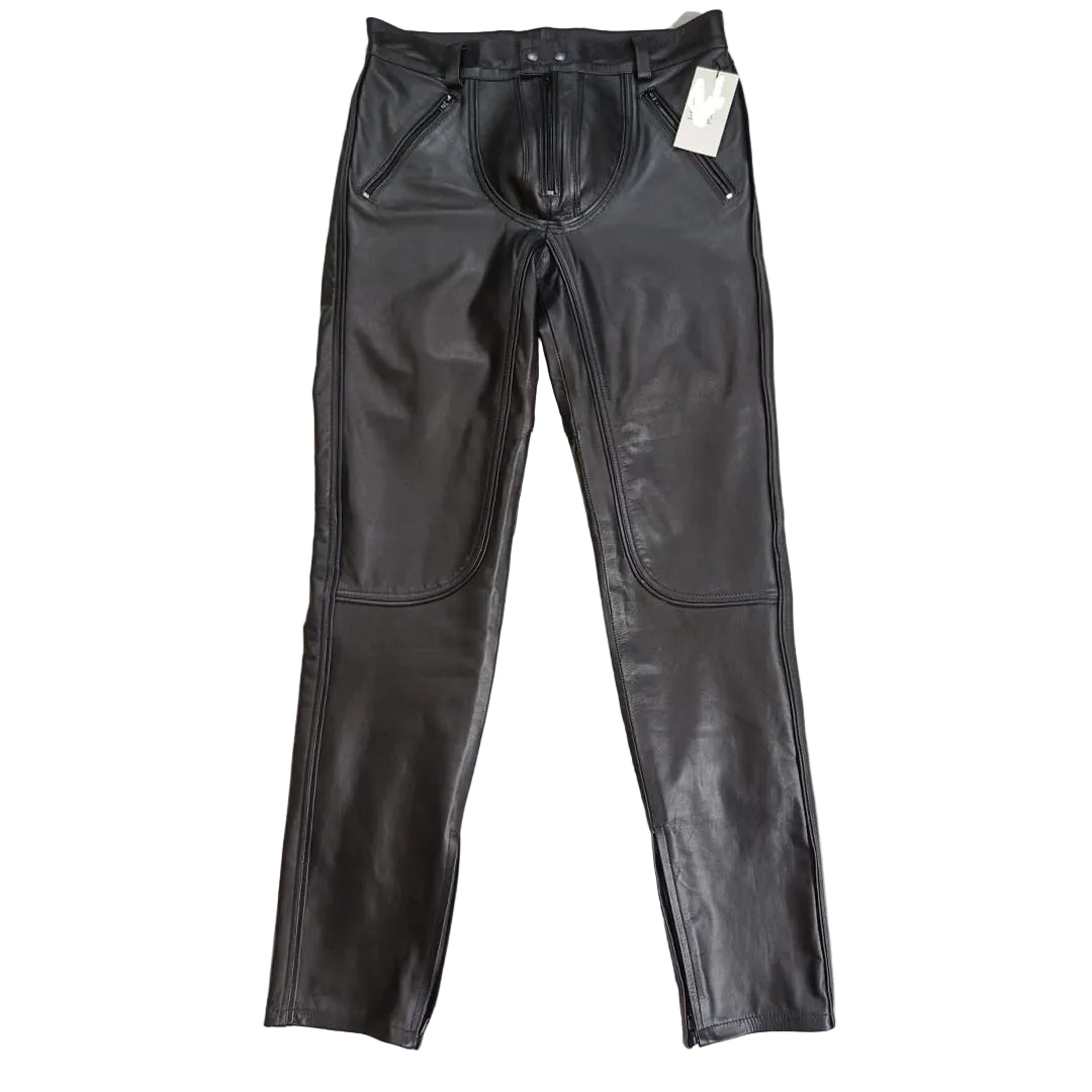 Men's Leather BLUF Pants with Exposed Zips & Saddle Seat