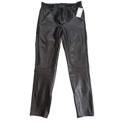 Men's Leather BLUF Pants with Exposed Zips & Saddle Seat