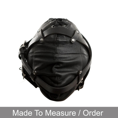 Leather Sensory Deprivation Hood – Locking Mouth Mask with Blindfolds