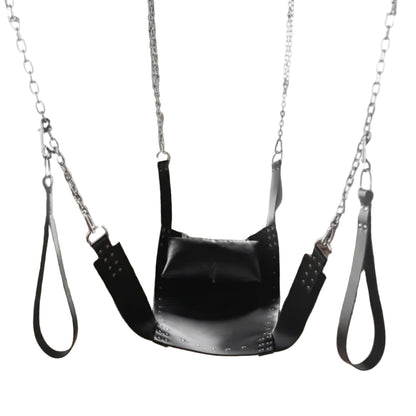 Heavy Duty Leather Sex Sling – Bondage Swing with Stirrups & Pillow