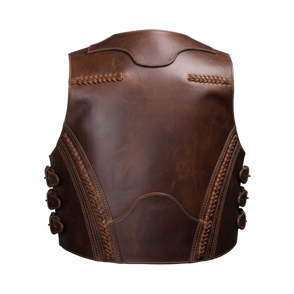 Handmade Vintage Thick Leather Biker Vest for Men – Steampunk Chopper Style