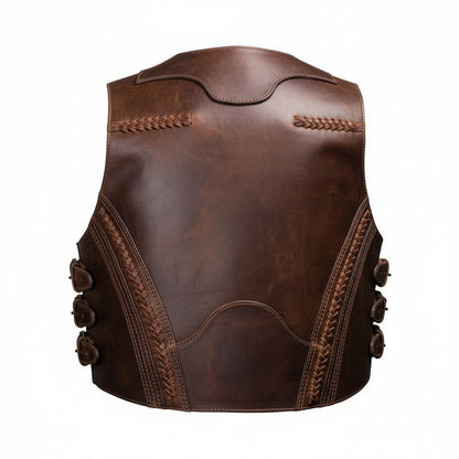 Handmade Vintage Thick Leather Biker Vest for Men – Steampunk Chopper Style