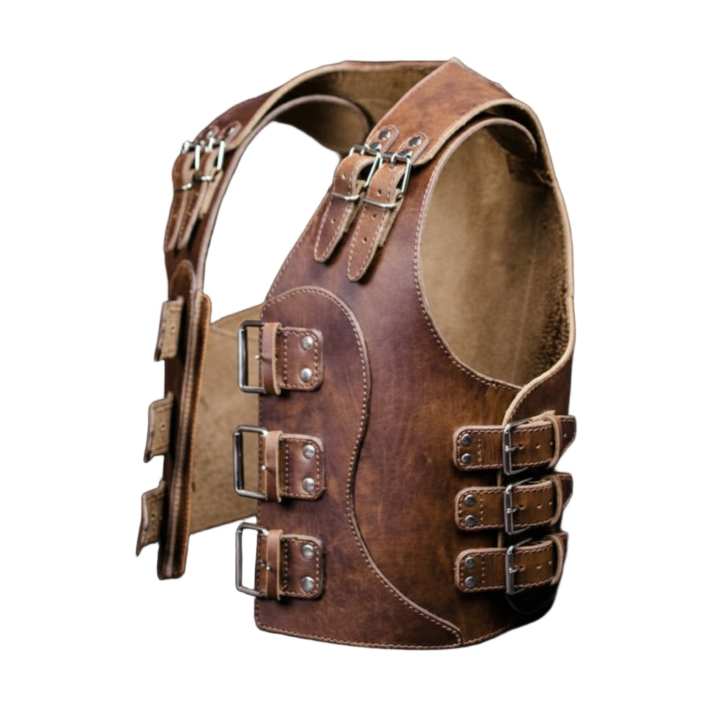 Handmade Vintage Thick Leather Biker Vest for Men – Steampunk Chopper Style
