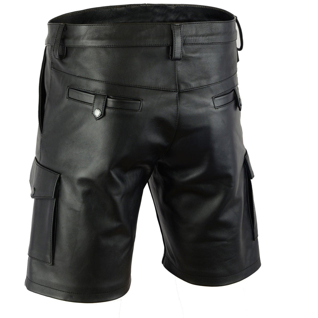 Men’s Genuine Leather Carpenter Cargo Shorts – Chastity Design