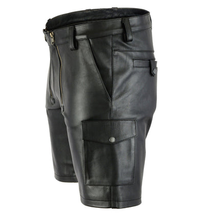 Men’s Genuine Leather Carpenter Cargo Shorts – Chastity Design