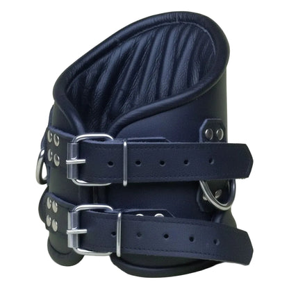 Premium Genuine Leather Posture Collar – Padded Neck Restraint with Triple D-Rings