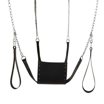 Heavy Duty Leather Sex Sling – Bondage Swing with Stirrups & Pillow