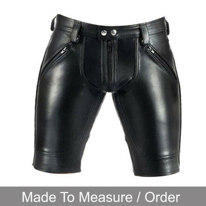 Men’s Real Leather Shirt - Shorts Set & Wristbands