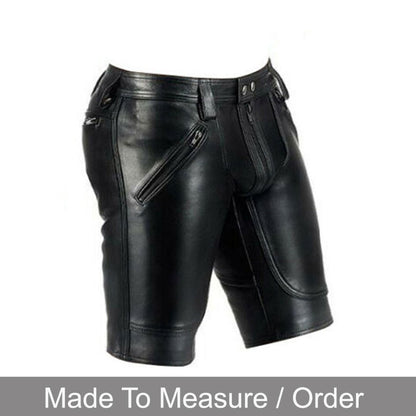 Men’s Real Leather Shirt - Shorts Set & Wristbands