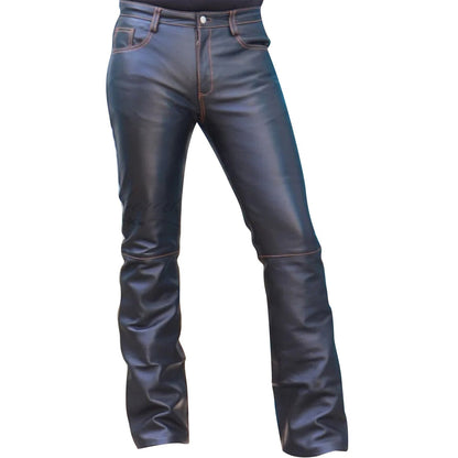 Men’s Genuine Cow Leather Slim-Fit Biker Pants – 5 Pocket Style