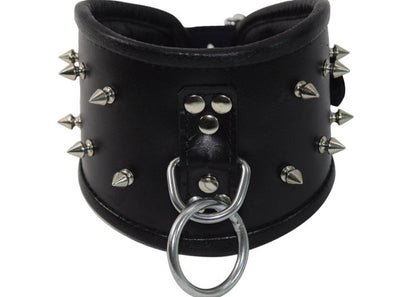 Adjustable Leather Posture Collar – Lockable Neck Collar with Ring & Padding