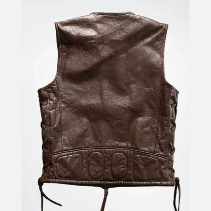 MENS REAL COW LEATHER MOTORCYCLE VEST BIKERS VEST / WAISTCOAT
