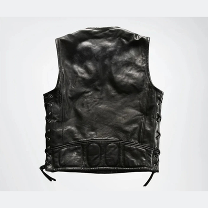 MENS REAL COW LEATHER MOTORCYCLE VEST BIKERS VEST / WAISTCOAT