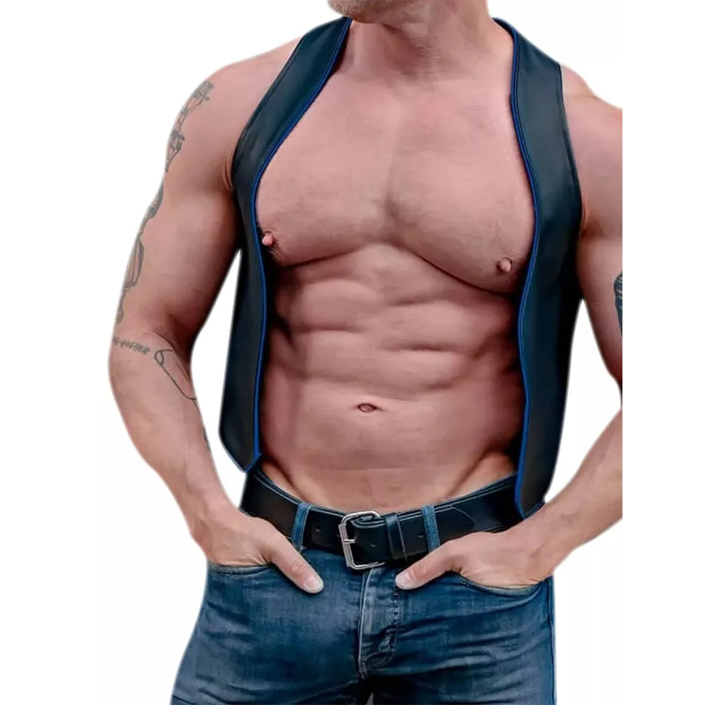 Men's Real Cowhide Leather Bartender Vest / Bar Vest