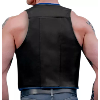 Men's Real Cowhide Leather Bartender Vest / Bar Vest