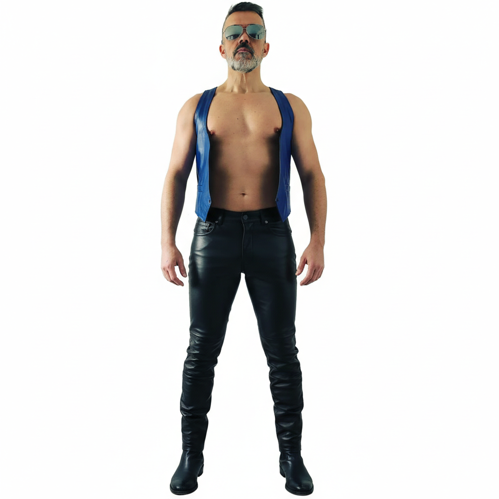 Men’s Real Cowhide Slim Fit Leather Bartender Vest