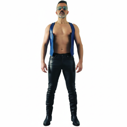 Men’s Real Cowhide Slim Fit Leather Bartender Vest