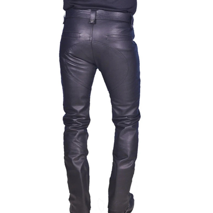 Men’s Cowhide Slim Fit Leather Carpenter Biker Pants