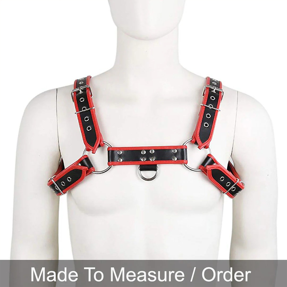 Men’s Leather Lingerie Chest Harness – Adjustable PU Straps with O-Rings