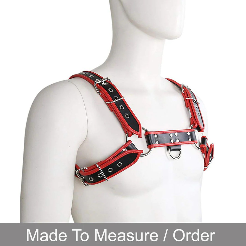 Men’s Leather Lingerie Chest Harness – Adjustable PU Straps with O-Rings