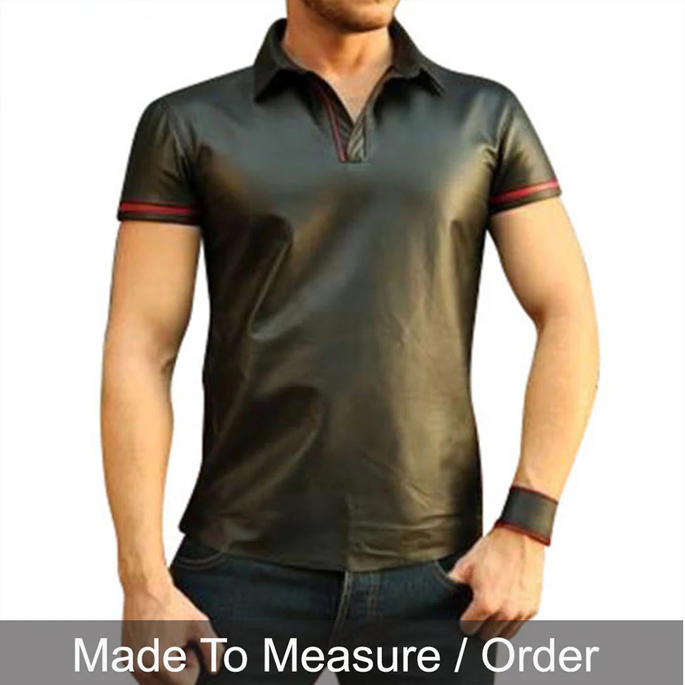 Men’s Real Lambskin Polo – Short-Sleeve Leather Shirt in 3 Color Options